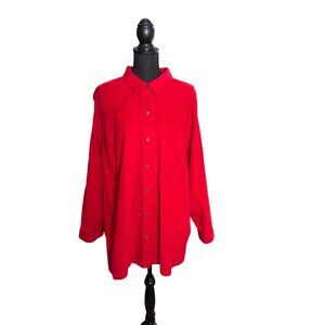 J. Jill Women's Candy Apple Red Lightweight Corduroy Tunic Blouse Size 3X